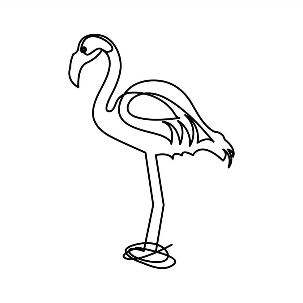 Flamingo symbol drawn in a single continuous line vector