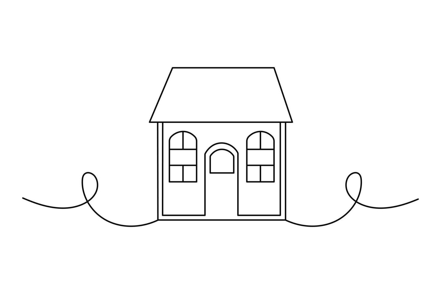 One line house illustration in minimal design vector