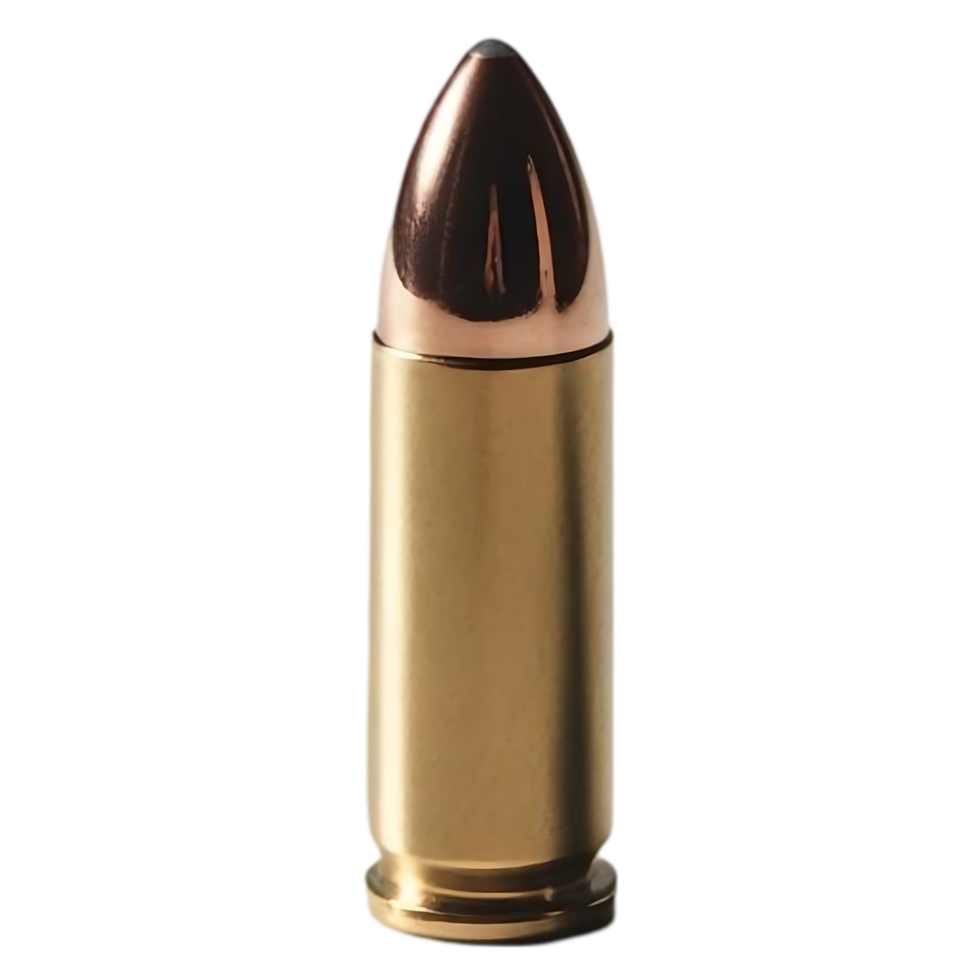 Copper-Tipped Metallic Bullet Close-up on Transparent Background png