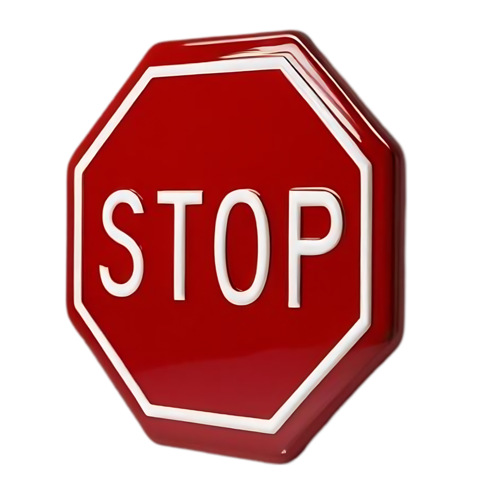 Vibrant Red Octagonal Stop Sign with Bold White Letters png