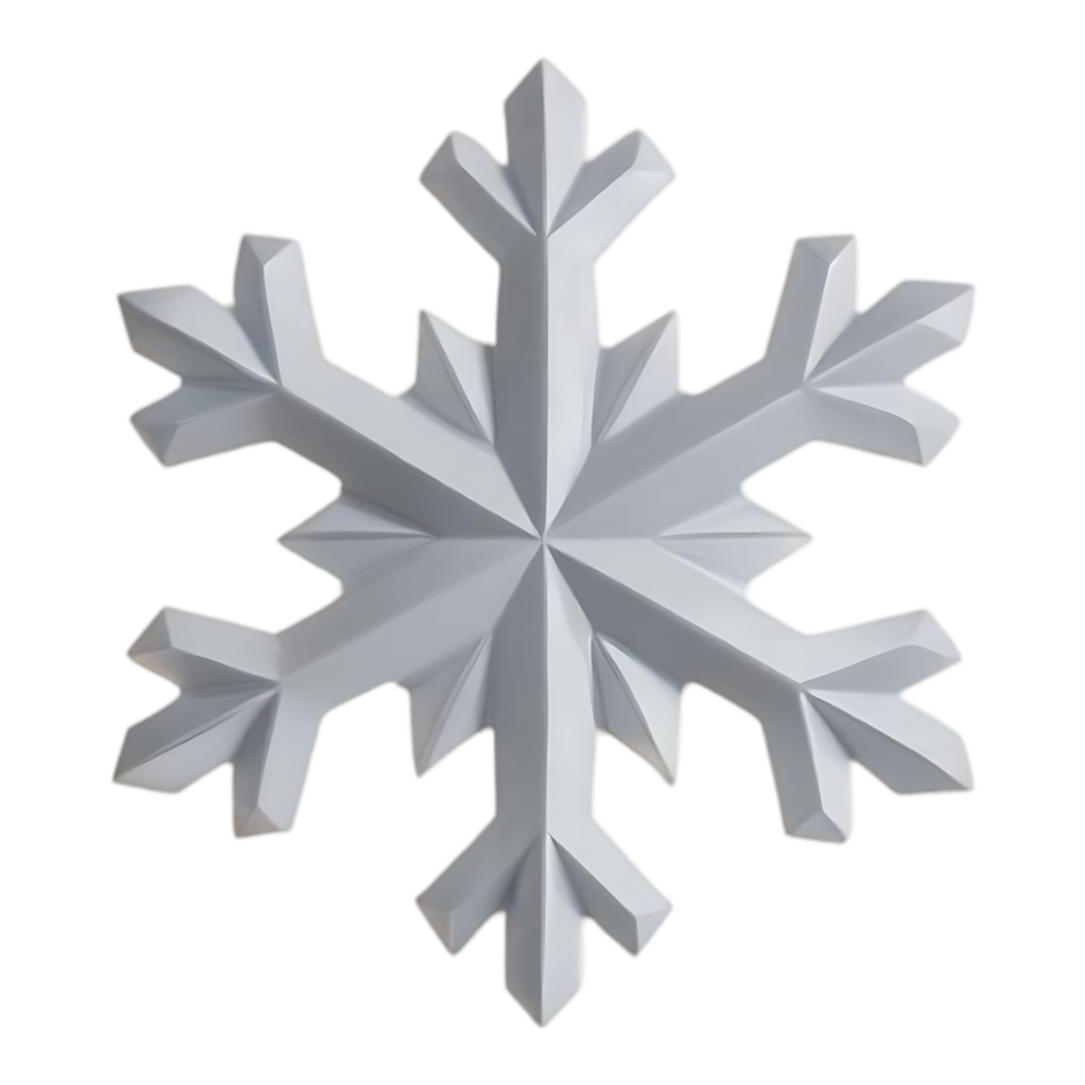 Three-Dimensional White Snowflake with Symmetrical Arms png