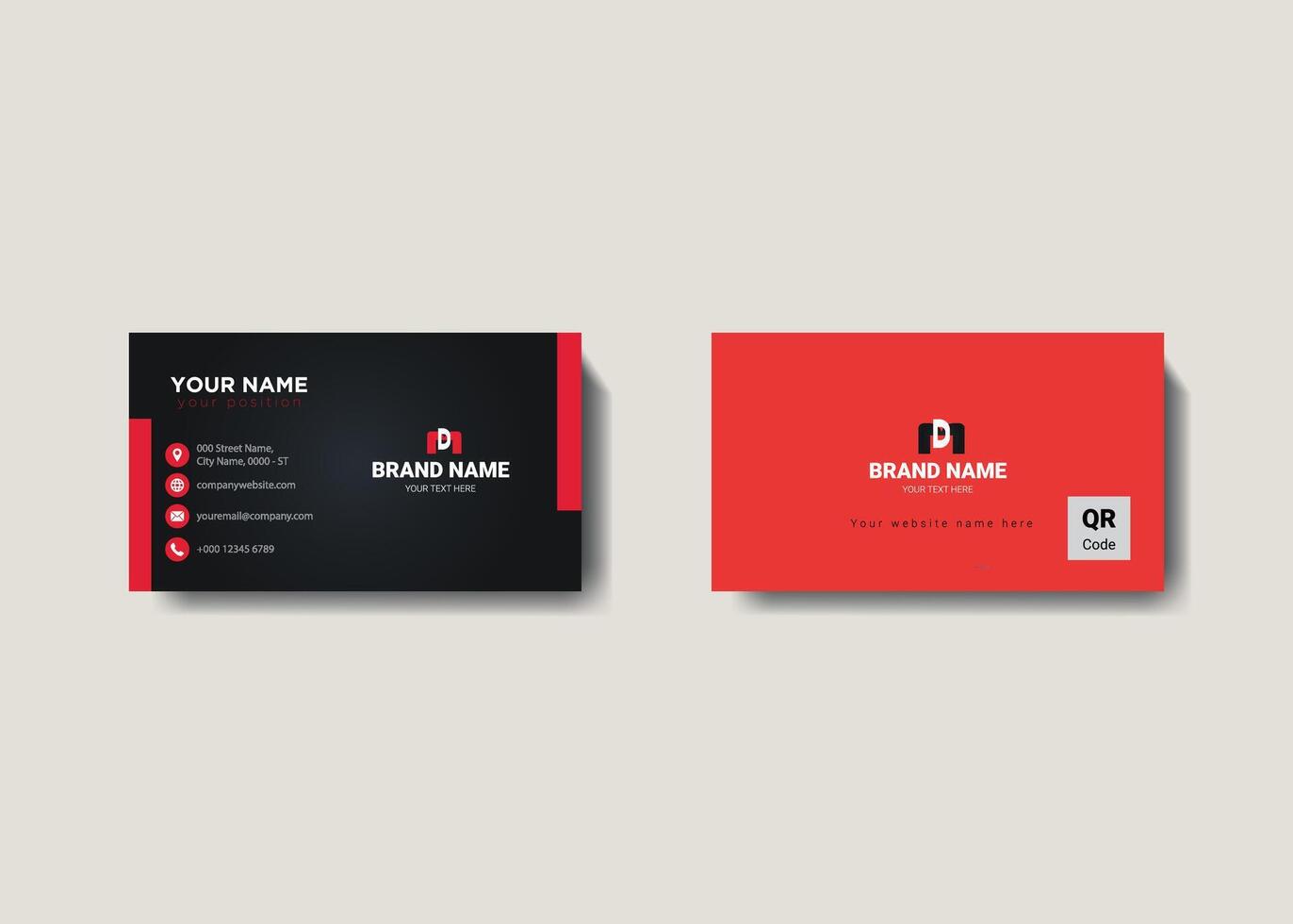 Modern Business Card Design with Red and Black design Business card vector