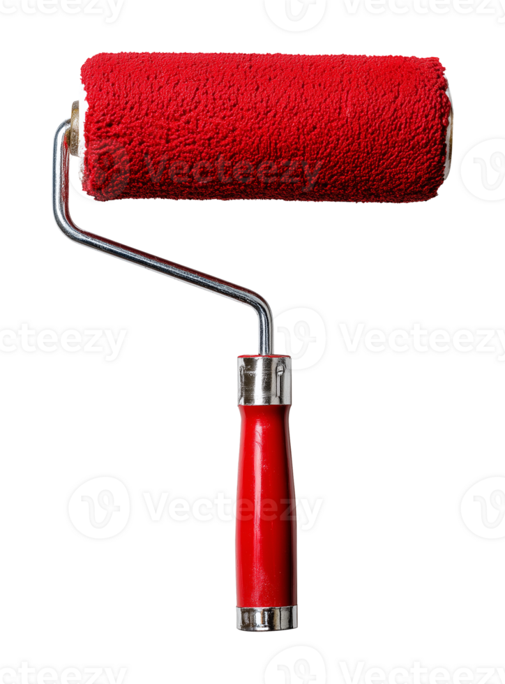 Paint Roller with Red Paint Isolated on Transparent Background png
