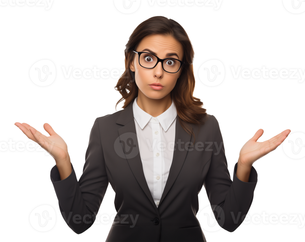 Businesswoman Who Cares or So What Gesture Isolated on Transparent Background png