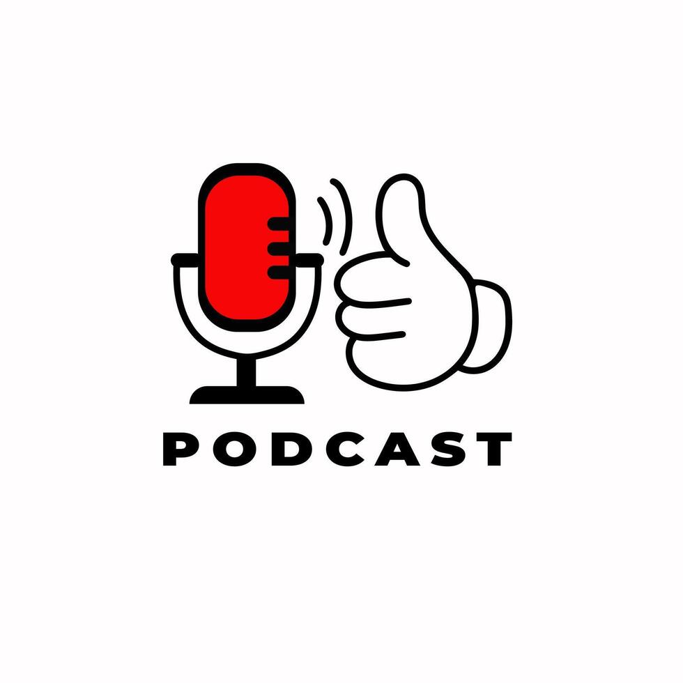 Minimalist Podcast Logo Design for Dialogue and Communication Elegant with hand logo vector