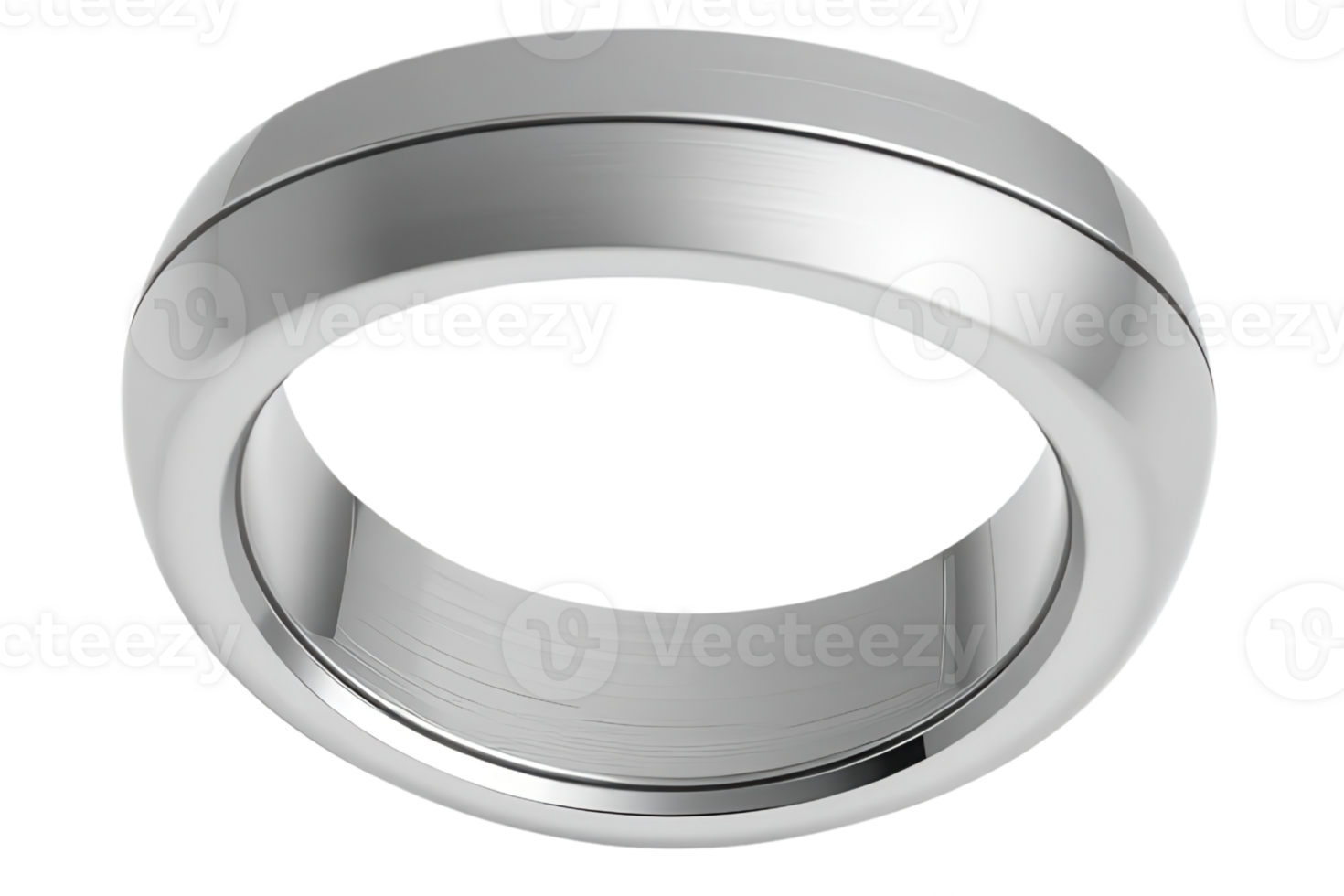A modern silver ring with a sleek design isolated on a transparent background png