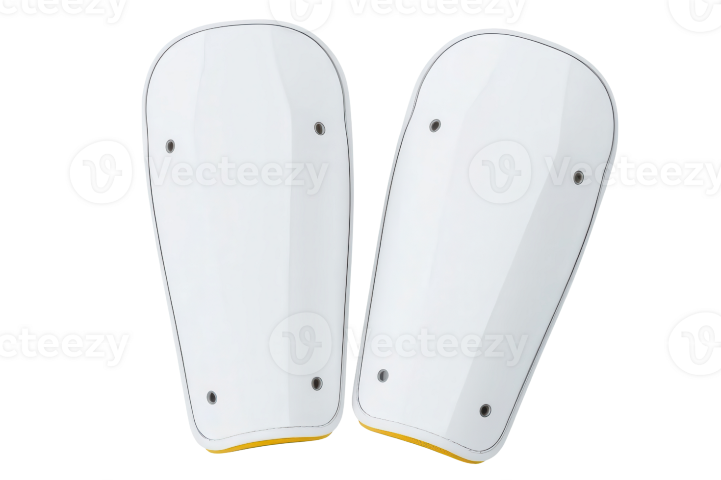 Protective white shin guards for sports activities isolated on a transparent background png
