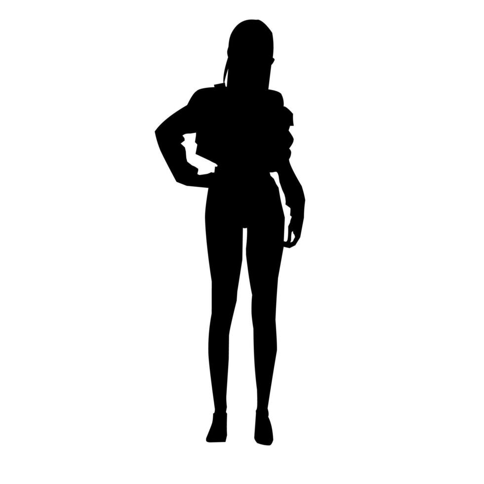a silhouette of a woman in a short dress vector