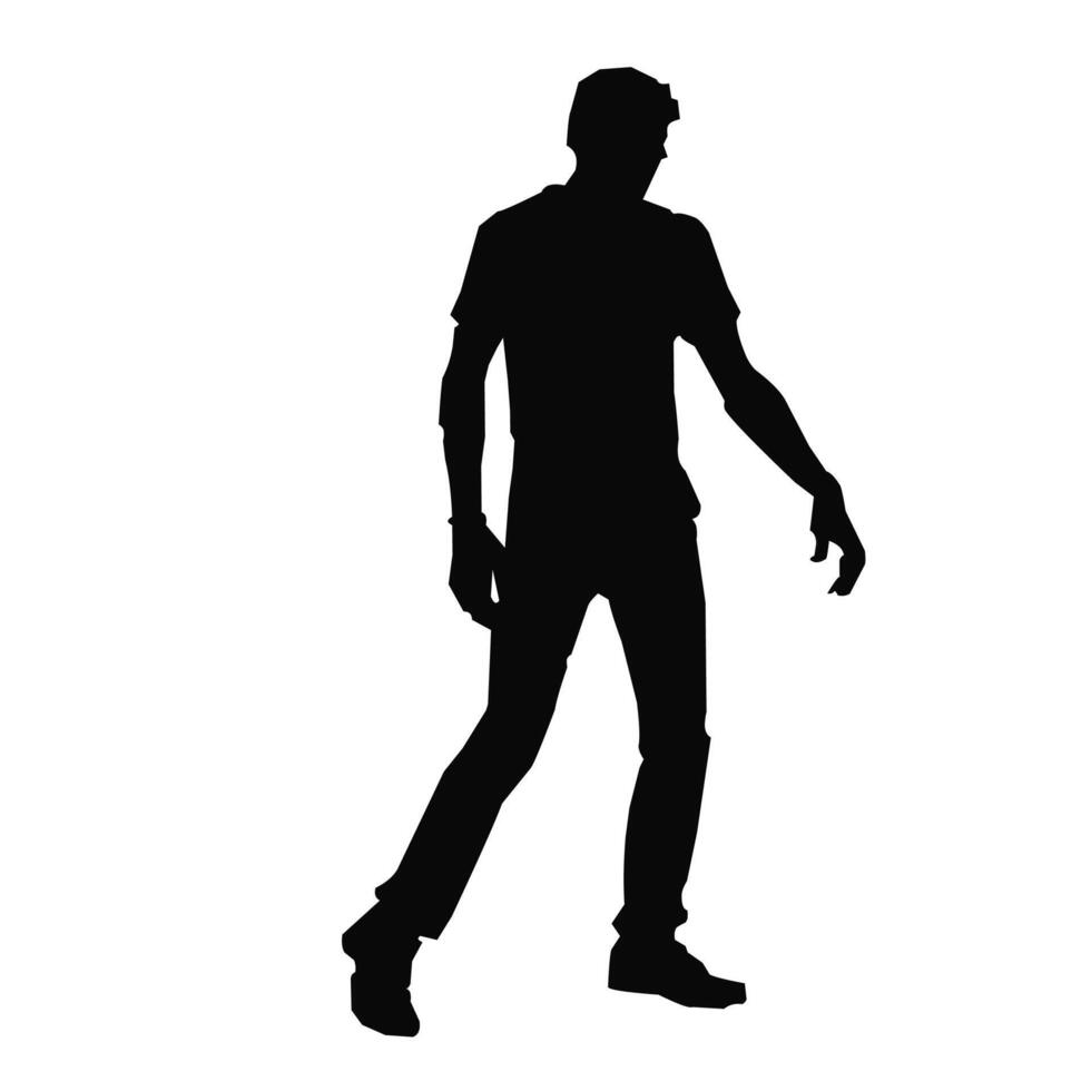 silhouette of man walking on white background vector