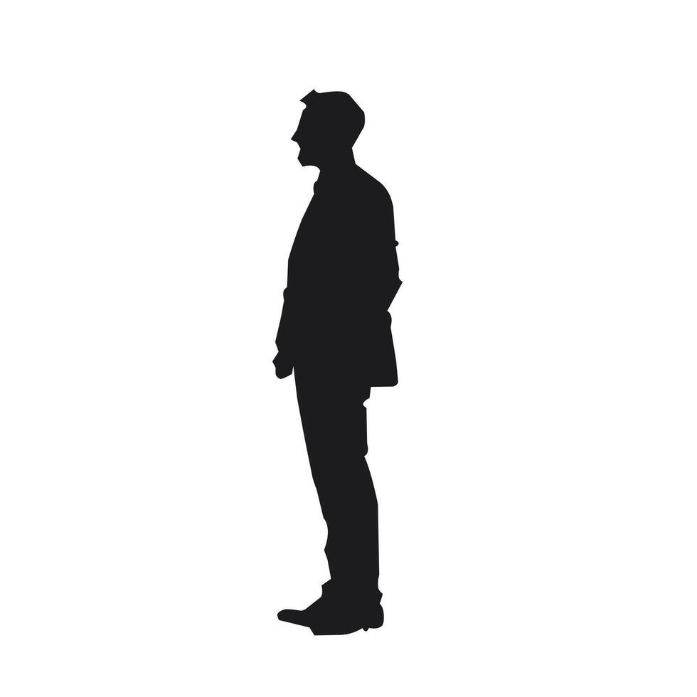 silhouette of man standing in front of white background vector