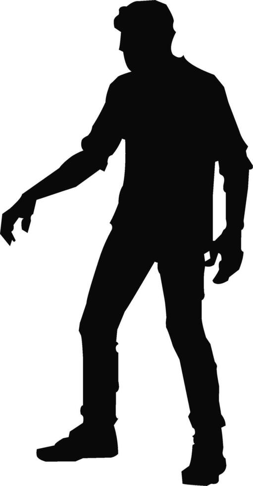 a silhouette of zombie man walking with his hands out vector