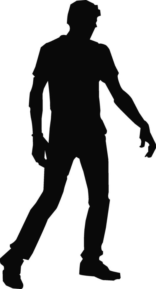 a silhouette of zombie man walking in the dark vector