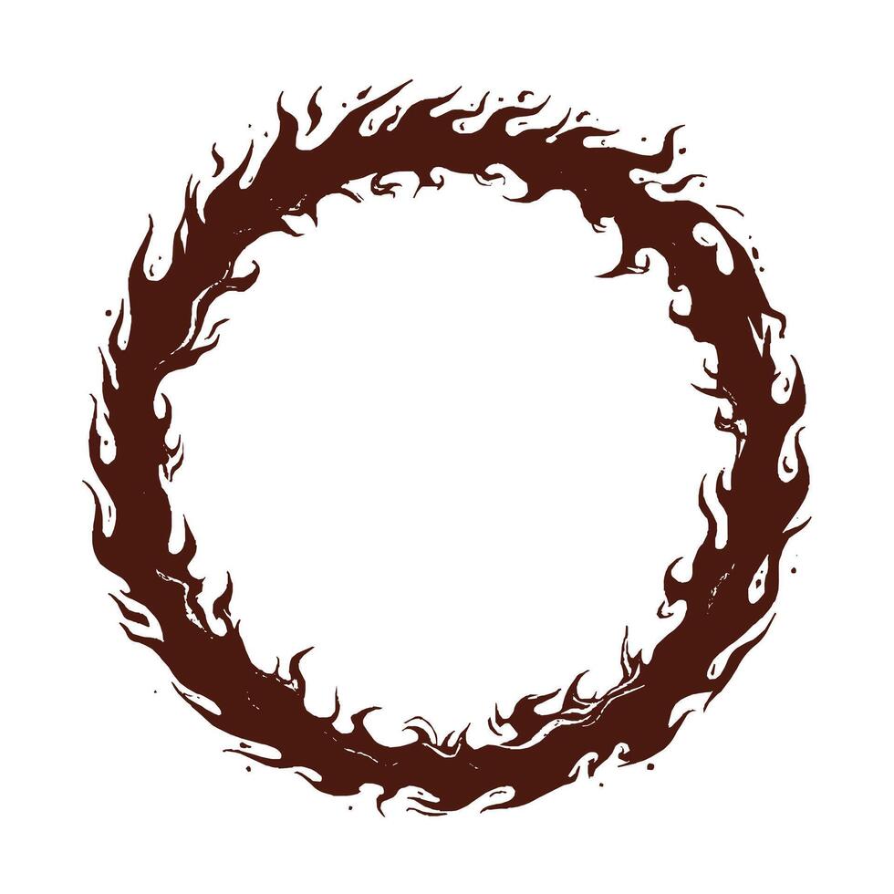 Fire silhouette circle border vector