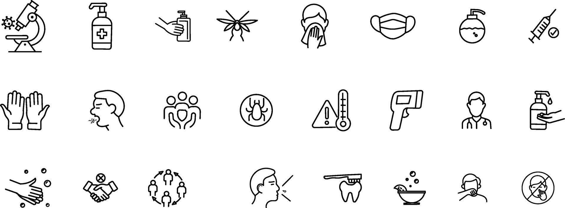 Editable Icons Cleanliness, Protection and Medical Awareness vector