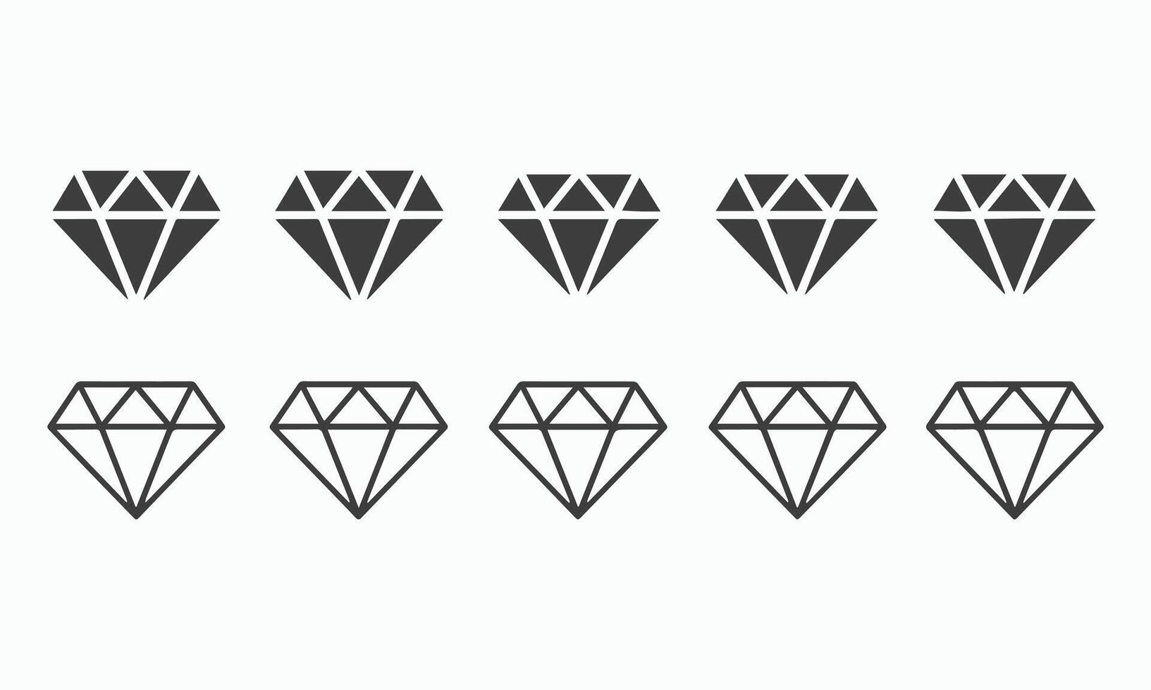 Ten Diamond Icons Filled and Outline Styles for Design vector