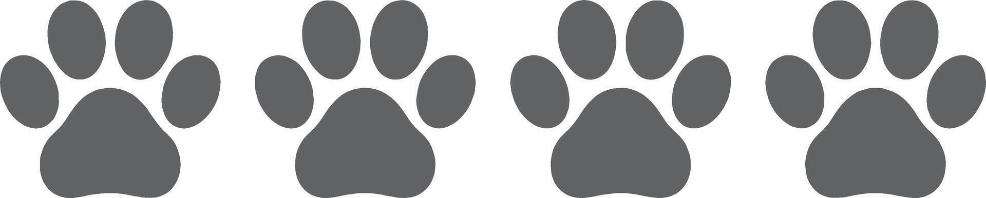 Four Simple Dark Grey Paw Prints in a Row vector