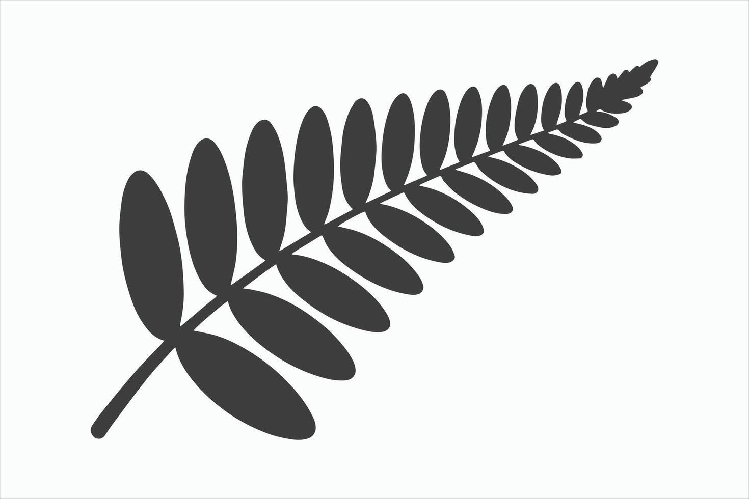 Simple Black and White Fern Leaf Illustration vector