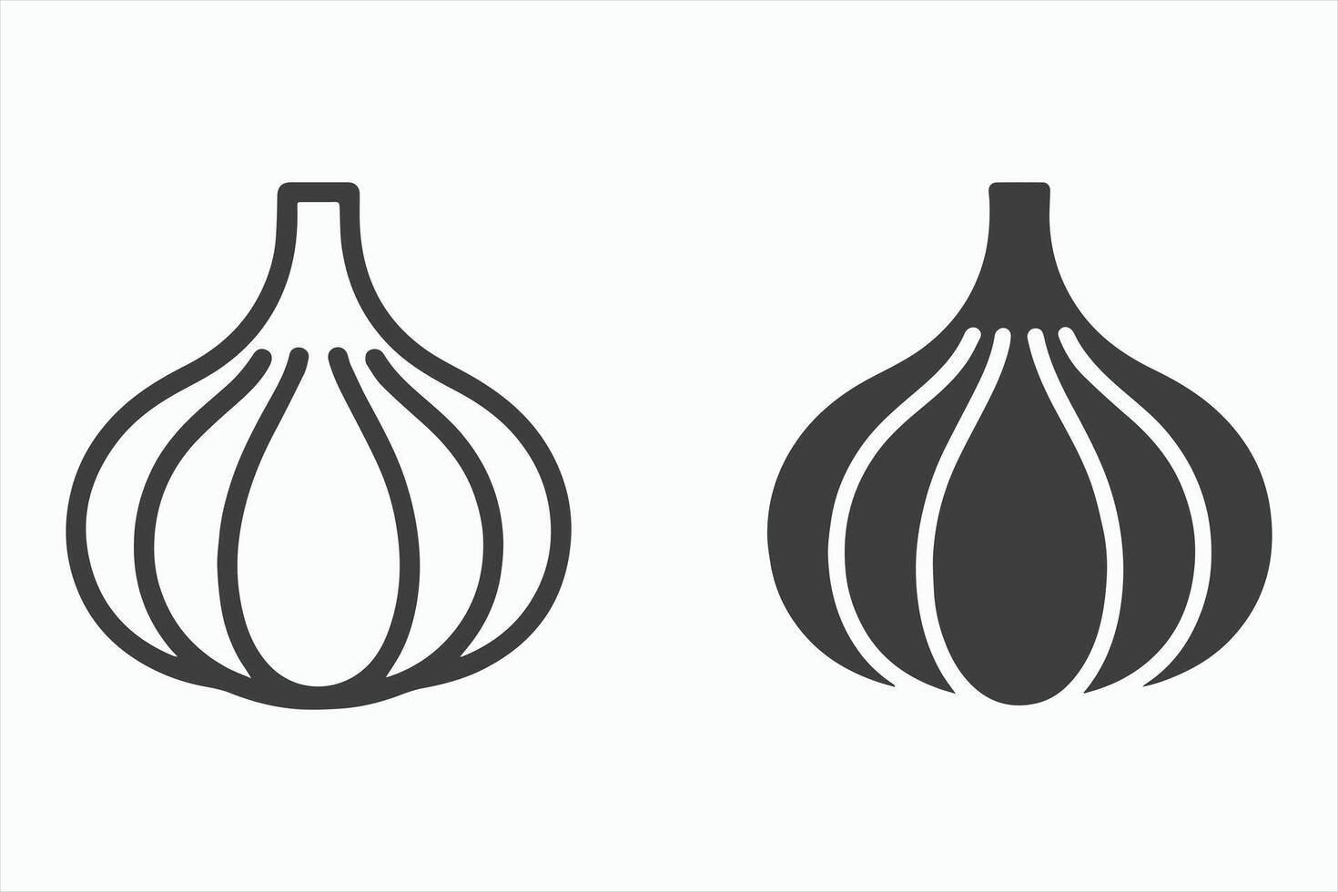 Garlic Bulb Icons Line Art and Solid Style vector