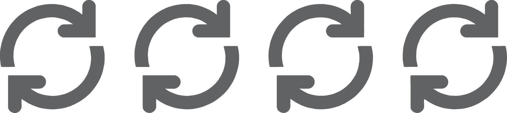 Four Circular Arrows Icon Set for Reload Refresh Repeat vector