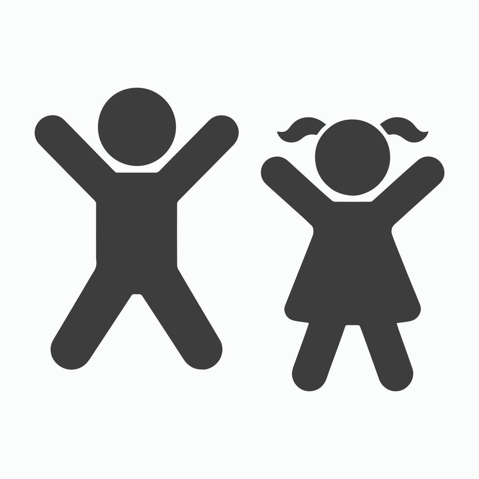 Simple Boy and Girl Child Icons Happy and Playful vector