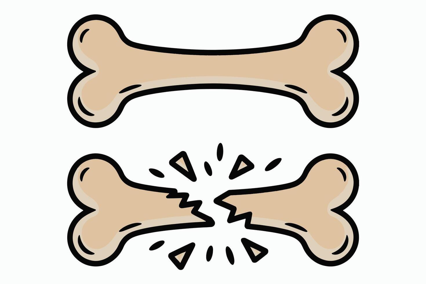 Cartoon Dog Bone Whole and Broken Illustration vector