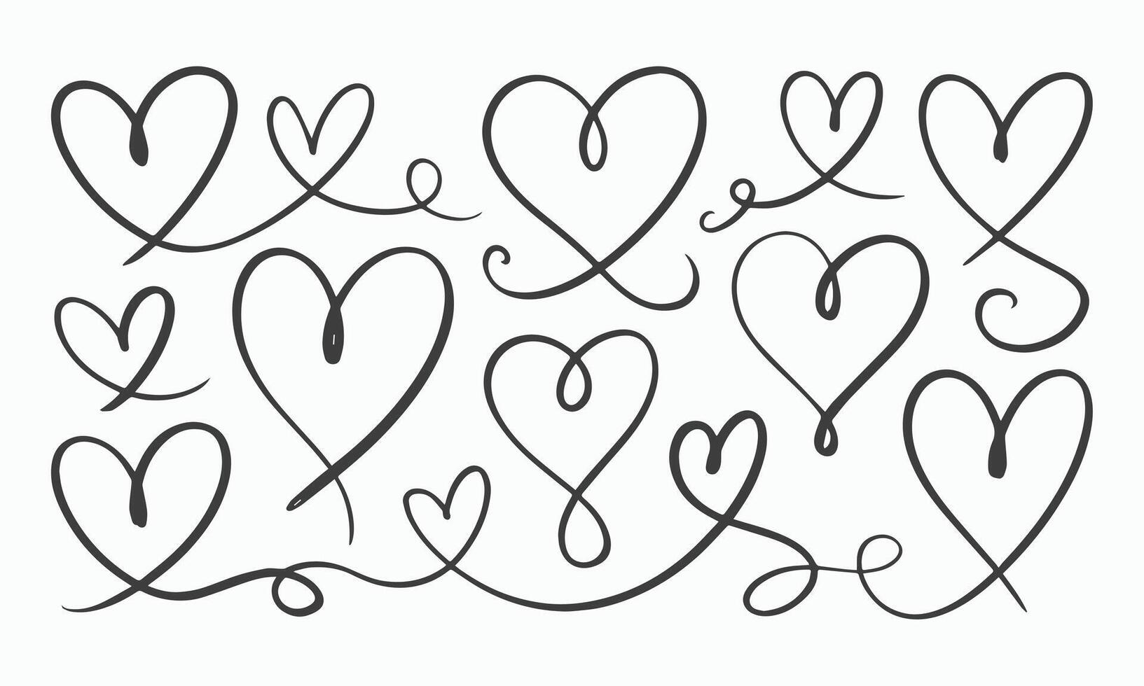 Hand Drawn Heart Shapes Collection for Valentine s Day vector