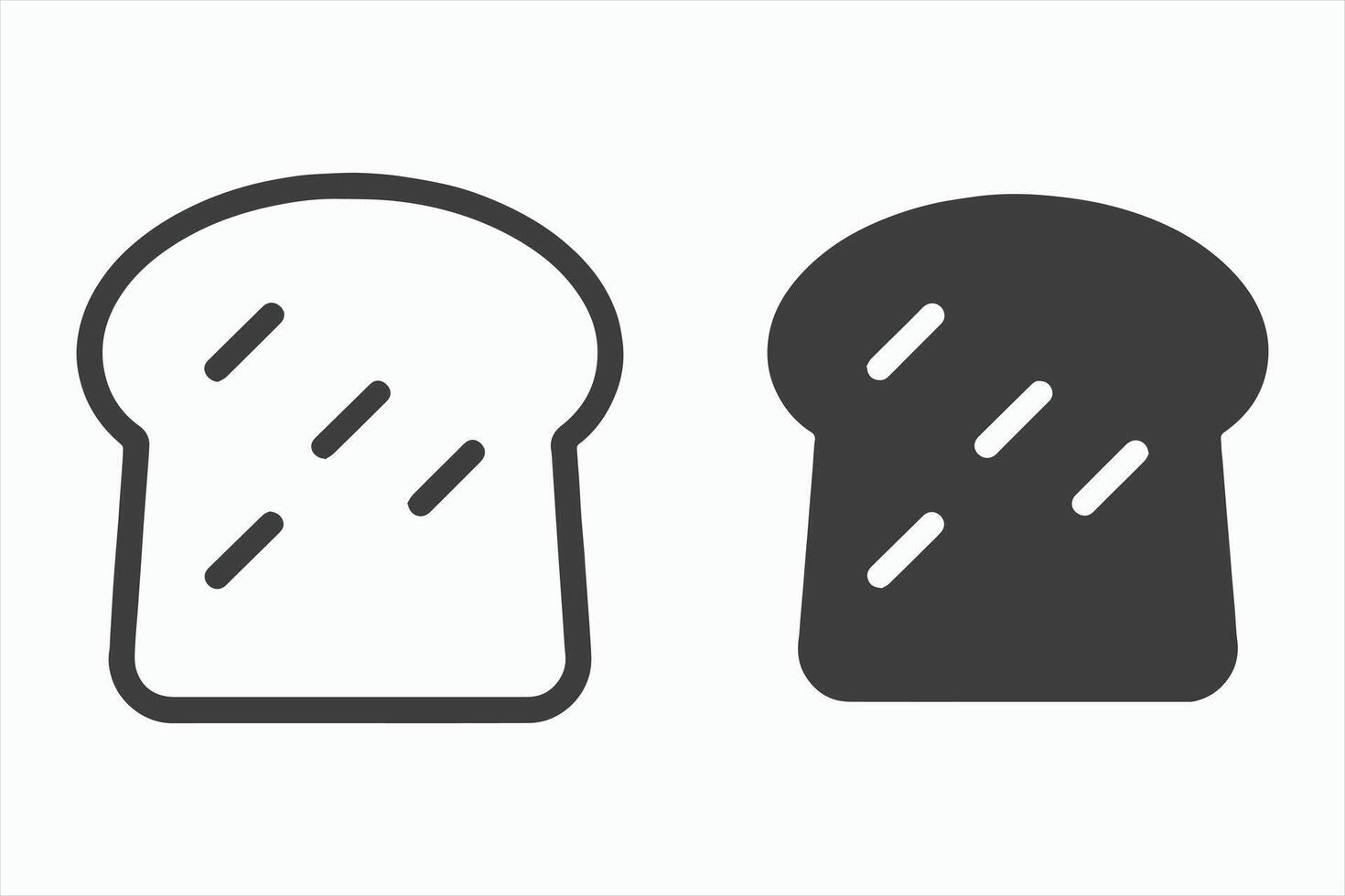 Simple Line and Solid Bread Slice Icons vector