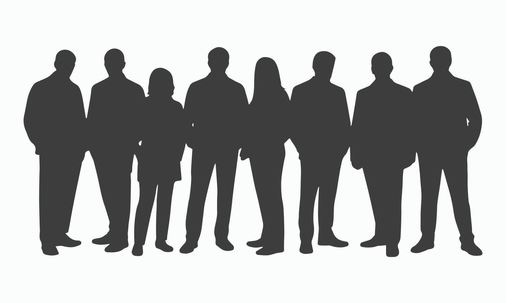 Silhouette of a Diverse Business Team Standing Together vector