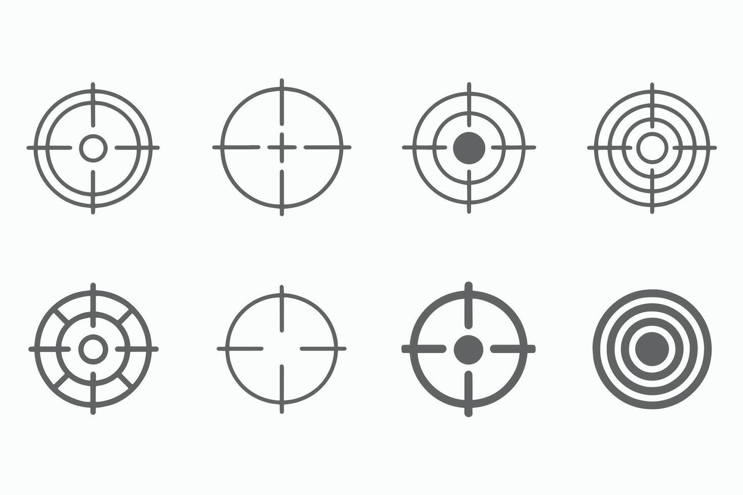 Collection of Eight Target Icons for Aiming and Accuracy vector