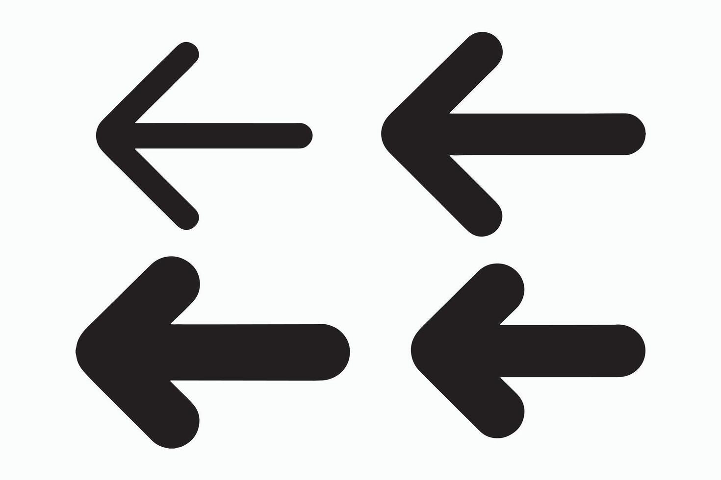 Set of Four Bold Black Left Arrows Graphic Design Elements vector