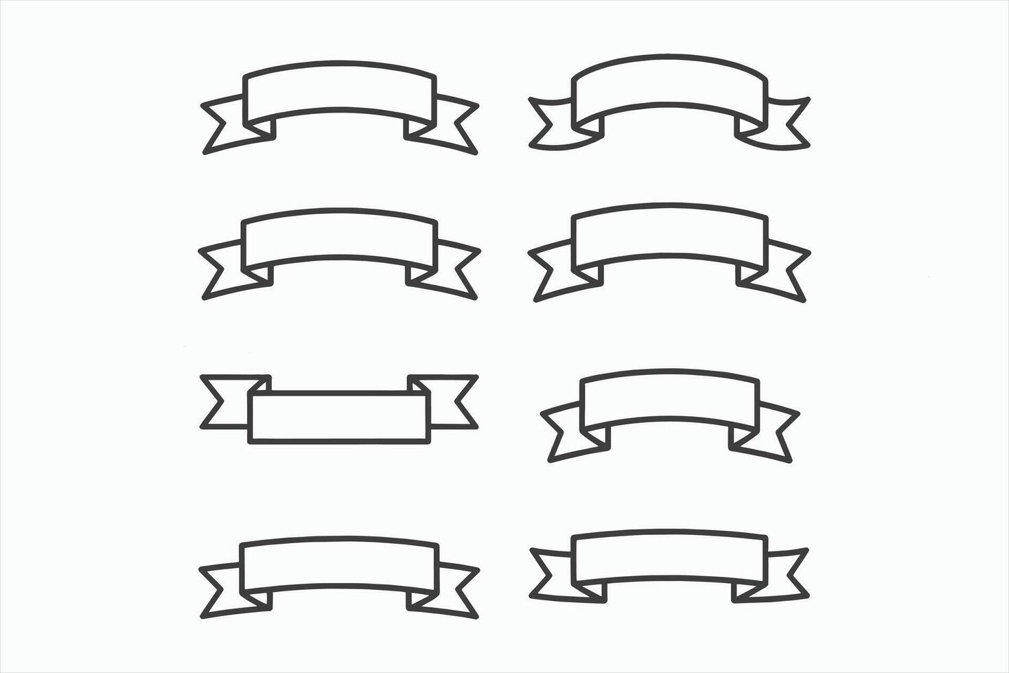 Eight Outline Ribbon Banner Designs for Templates vector