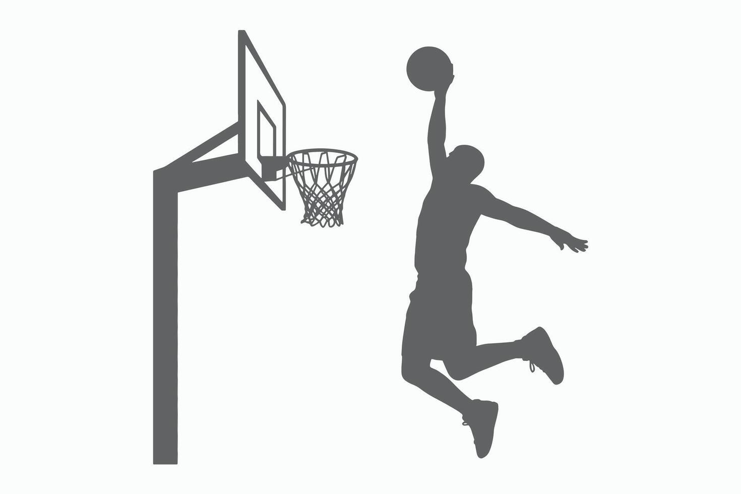 Silhouette of Basketball Player Dunking on Court vector