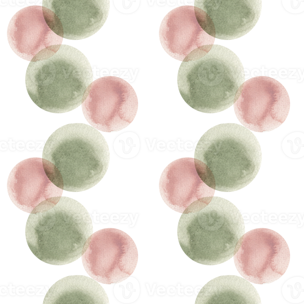 Cute dots seamless pattern with green and pink watercolor bubbles. Hand drawn circles background in dynamic,abstract graphics clipart for wallpaper, web,textile, fabric design png