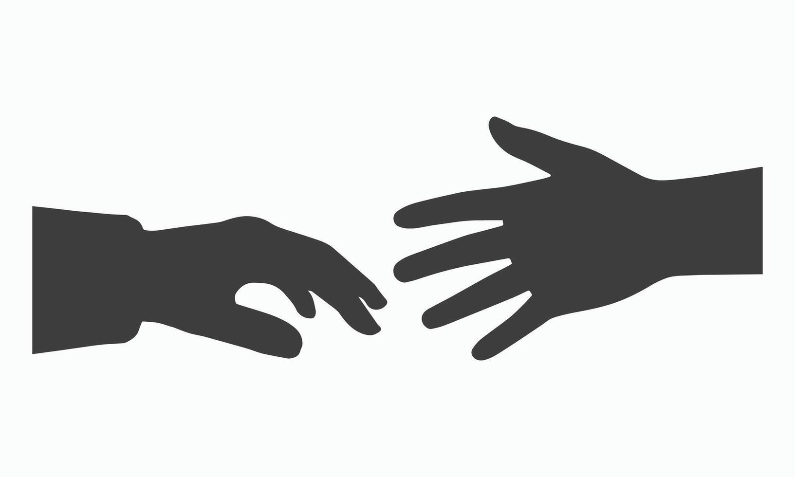 Two Hands Reaching Out Towards Each Other in Silhouette vector