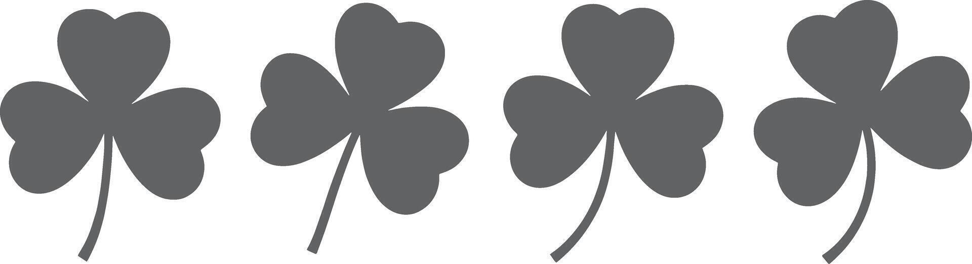 Four Simple Black Clover Leaf Icons on White vector