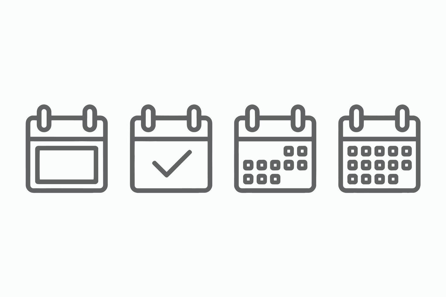 Four Calendar Icons Set Blank Checked Partial Full Month vector