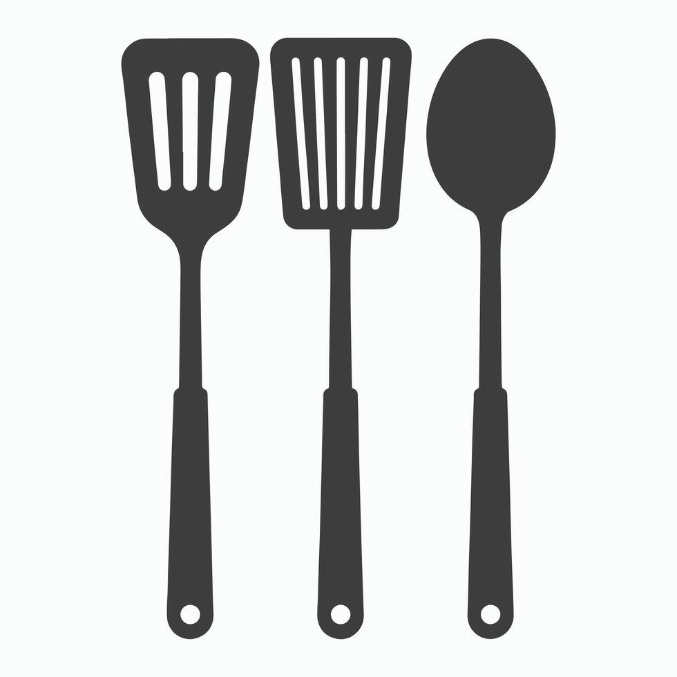 Kitchen Utensil Icons Spatula Spoon Cooking Tools vector