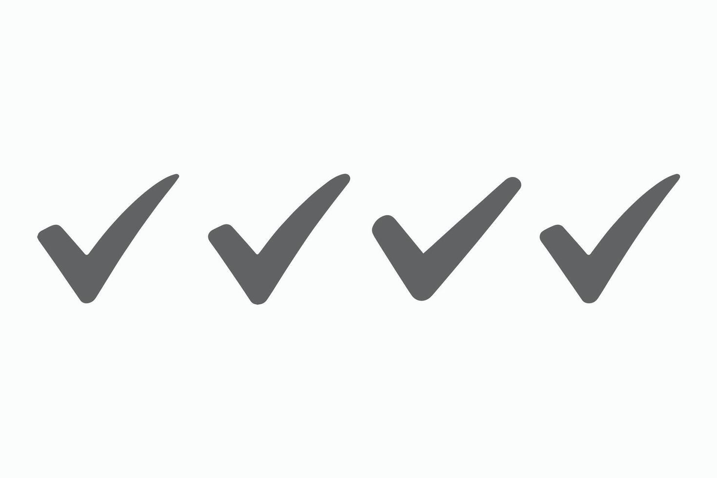 Four Hand Drawn Check Marks Icon Set for Approval vector