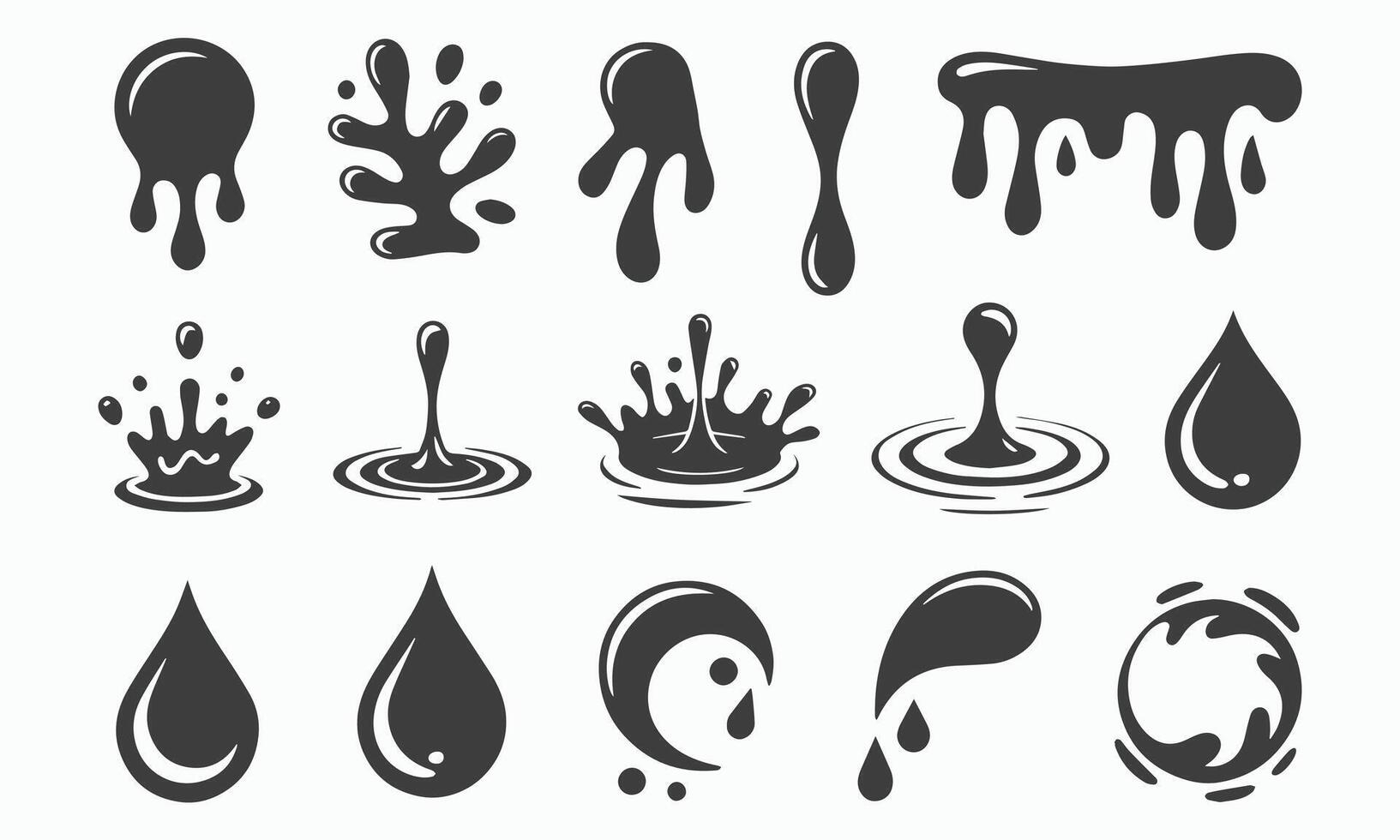 Collection of Liquid Drips Splashes and Drops Icons vector