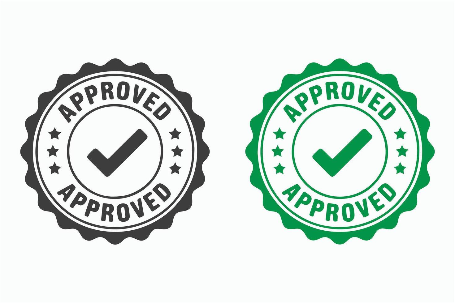 Approved Seal Stamps in Black and Green vector