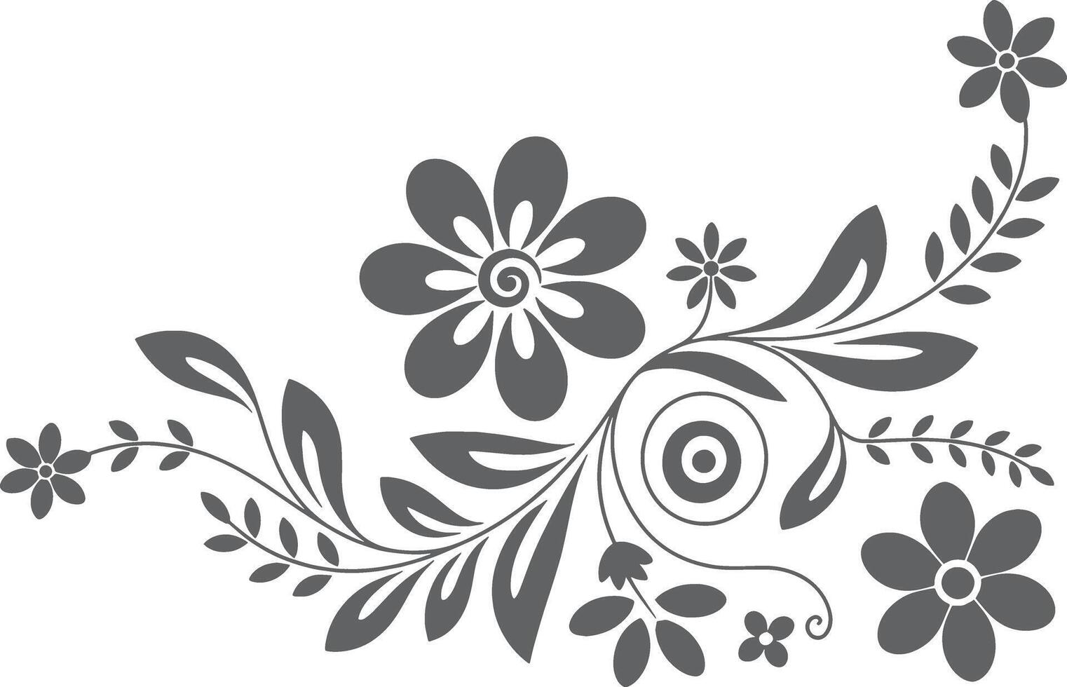 Elegant Black and White Floral Design Element vector