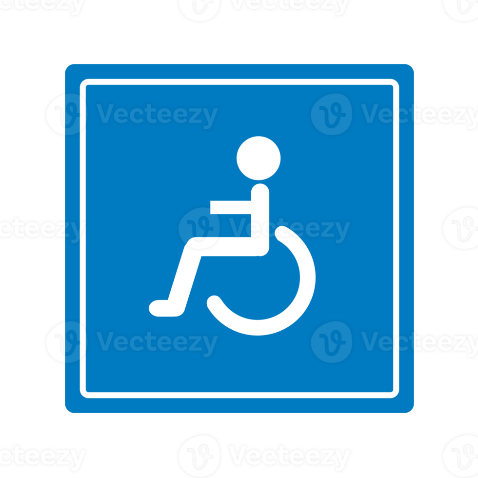 A blue sign with a white wheelchair symbol png