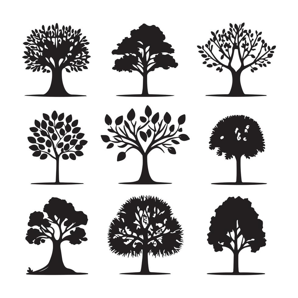 Silhouette Tree Bundle Simple Trees for Eco, Nature, and Green Projects vector