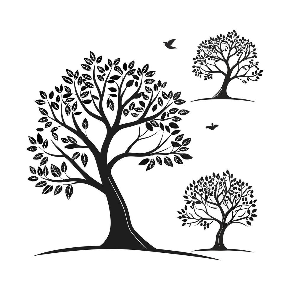 illustration of dead trees with branches on a white background. vector