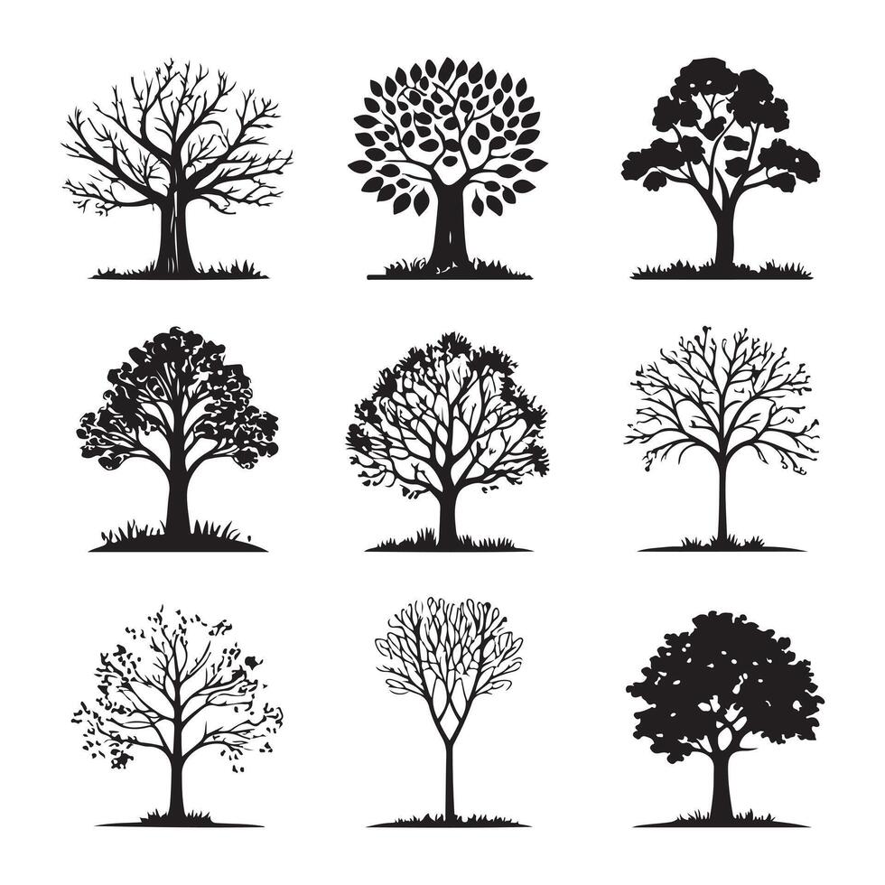 Unique Tree Silhouette Vectors Minimal Style Icons for Nature And Forest Design