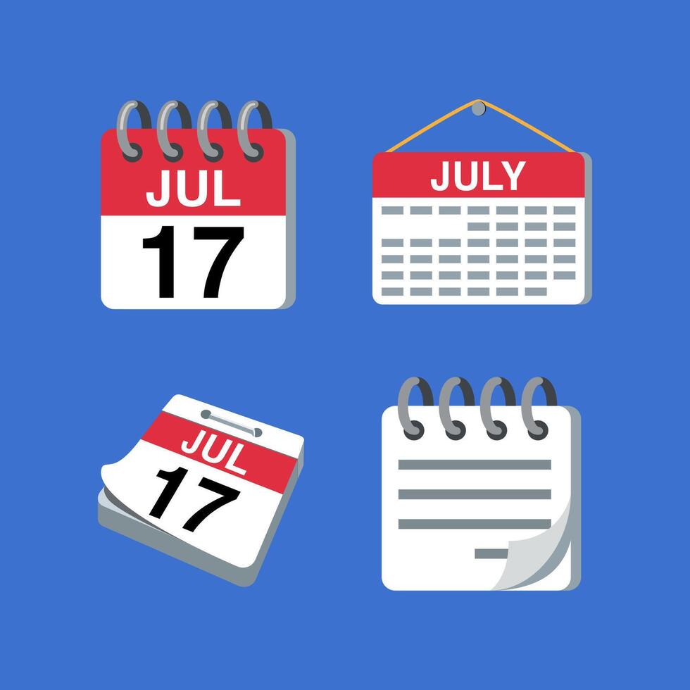 Colored calendar icons set illustration vector