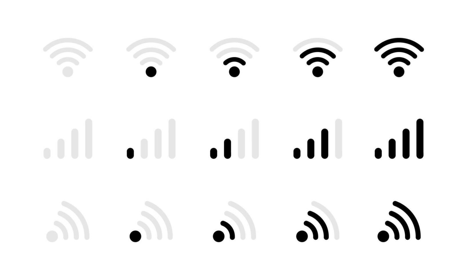 Signal strength wifi icon set collection wireless connection network symbol vector