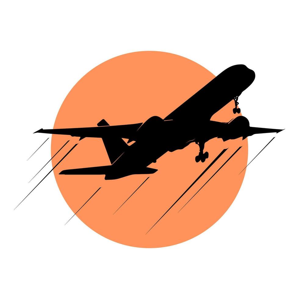 silhouette airplane badge logo background illustration vector