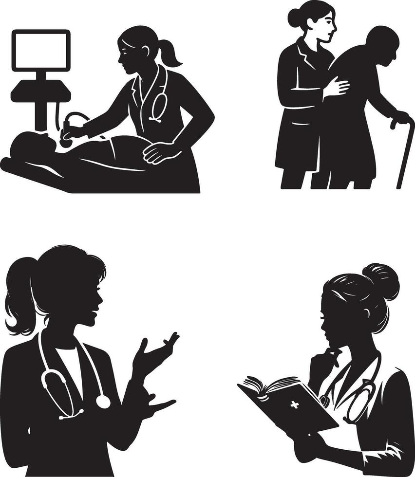 Illustration of Female Medical Professional Silhouette vector