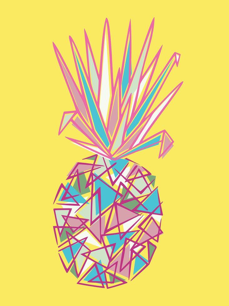 Stylized pineapple illustration. Abstract style art. vector
